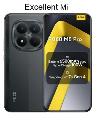 Image de Smartphone POCO M8 Pro 5G, 12 Go de RAM / 512 Go de stockage – Écran CrystalRes AMOLED de 6,83 pouces, processeur Snapdragon 7s Gen 4, appareil photo 50MP + 32MP, batterie 6500mAh, charge rapide 100W, compatible 5G