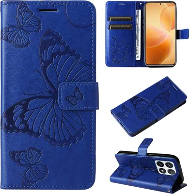 Produktbild von Mobigear Butterfly  Xiaomi 14T Pro Hülle Klapphülle Geldbörse - Blau