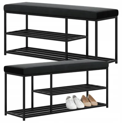 Produktbild von SCHUHREGAL 100 x 30 x 46 cm SITZREGAL SCHRANK HOCKER IM LOFT-STIL FÜR DEN FLUR
