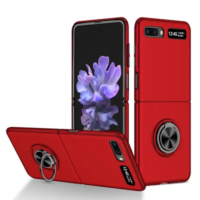 Obrázek produktu pro Tenké tvrdé PC pouzdro pro Samsung Galaxy Z Flip 5G, s prstencovým stojánkem červené