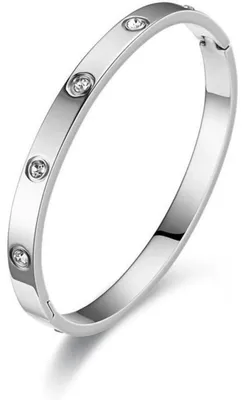 Productafbeelding van NTRUXZP Damesarmband, roestvrij staal, zirkonia, 6 mm, liefde-armband, armspange, zilver