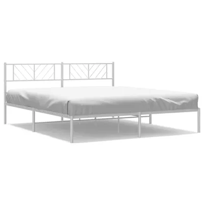 Produktbild von Bettgestell mit Kopfteil Metall Weiß 183x213 cm