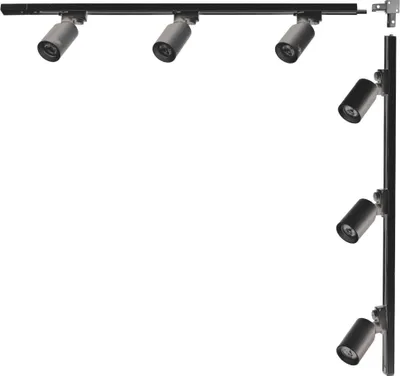 Image de Kit rail en L noir 1x1m avec spots 1-phase 3566 Zuma Line