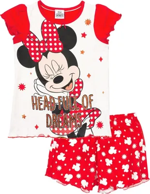 Produktbild von Minnie Mouse - "Head Full Of Dreams" Schlafanzug mit Shorts für Mädchen NS5680 (104) (Rot/Weiß)
