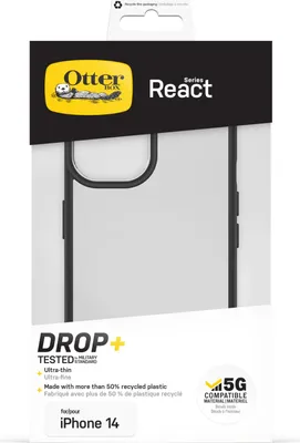 Image de Coque Otterbox React pour iPhone 14, transparente et noire