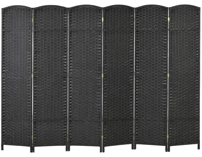 Productafbeelding van HOMCOM Roomdivider, 6-delig, 240 x 170 cm, scheidingswand van grenenhout, zwart