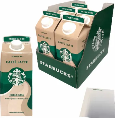 Produktbild von Starbucks Multiserve Caffè Latte Chilled Coffee 6er Pack (6x750ml Packung) + usy Block