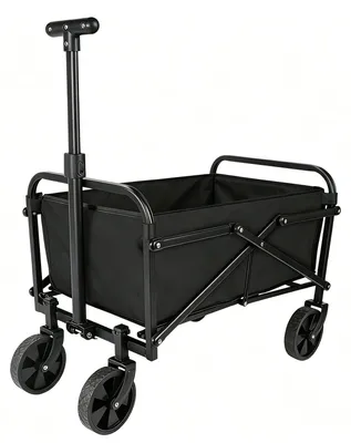 Produktbild von Klappbarer Bollerwagen - Strand- und Campingwagen - 3,2 kg leicht - Tragkraft 75 kg - Volumen 100 l - Schwarz