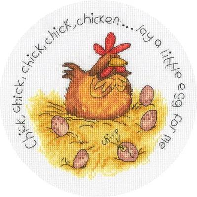 Produktbild von Bothy Threads 'Lay a little Egg' Kreuzstich-Stickset, XMS38, Ø 17,5 cm