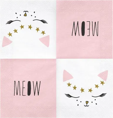 Zdjęcie produktu dla Serwetki Kotek meow, 33x33cm (1 op. / 20 szt.)