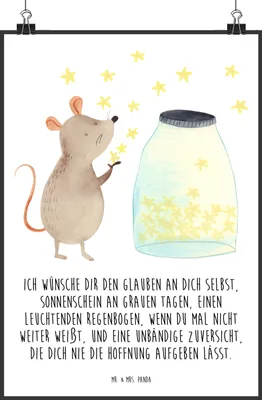 Produktbild von Mr. & Mrs. Panda Bild Maus Sterne DIN A1 - Weiß - Geschenk, wanddeko, kunstdruck poster, Taufe, Schwangerschaft, drucke, Hoffnung, Geburtstag, Wandbild, Lustige Sprüche