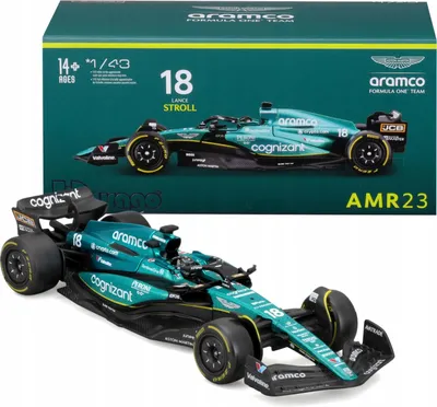 Produktbild von Bburago 1:43 RACE Formula F1 – Aston Martin  AMR23 (2023) #18 Lance Stroll mit Fahrer und Dekoration