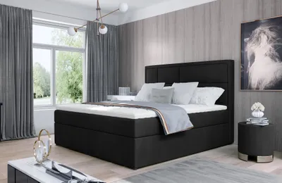 Obrázok produktu pre Kontinentálna posteľ s úložným priestorom 160x200 OVARIO - čierna 1