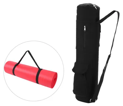 Produktbild von Multifunktionale schwarze Yogamatten-Aufbewahrungstasche aus Segeltuch, Rucksack mit verstellbarem Riemen