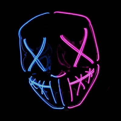Produktbild von Original Cup The Purge® LED Maske | American Nightmare Blue Double Face | | Hartplastik | 3 Blinkmodi | LED Maske | Cosplay | Halloween | Neon | 100% Horror | 100% Spaß – Led-maske Tw