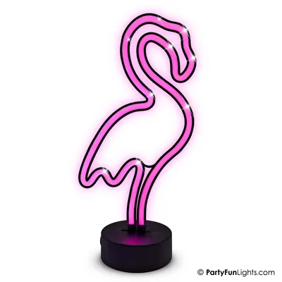 Image de PartyFunLights – Lampe LED néon en forme de flamant rose – Flamant rose – rose – avec port USB et piles