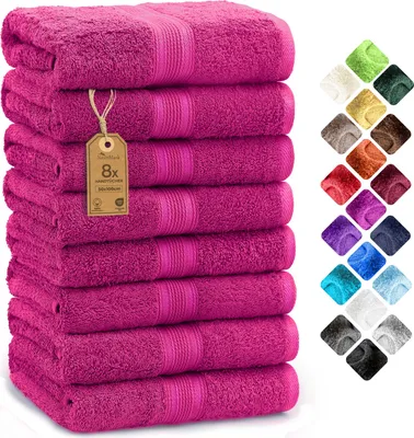 Produktbild von Frottier Handtücher 8er Pack 50x100cm, 100% Baumwolle, Pink