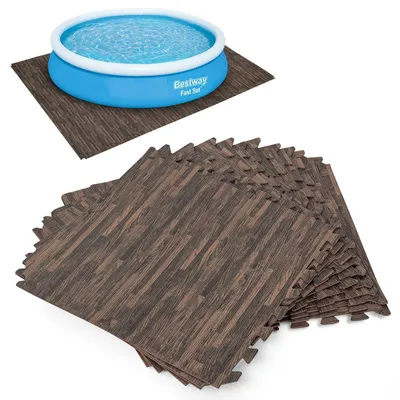 Immagine prodotto di Tappeto Puzzle Bestway Effetto Legno 50x50 cm per Piscina e Gioco
