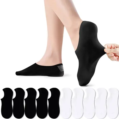 Productafbeelding van PAUNEW Sportssokken voor dames, sneakersokken, 10 paar, zwarte sportssokken voor dames