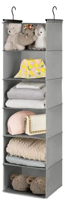 Hängender Schrank-Organizer, 6 Fächer, hellgrau, faltbar