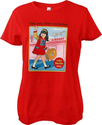 Productafbeelding van "See You Later Assholes" T-shirt voor dames - Maat S - Rood