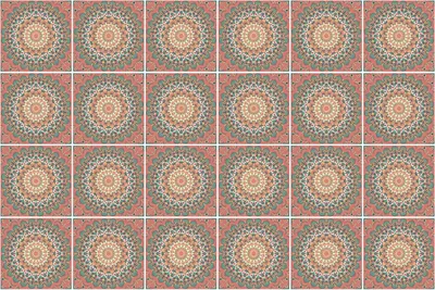 Produktbild von Fliesenaufkleber 15x15 cm – 24 Stück – Selbstklebend – Wasserfest – Pflegeleicht – Hitzebeständig – Für Küche & Bad – Mandalas in regelmäßiger Anordnung