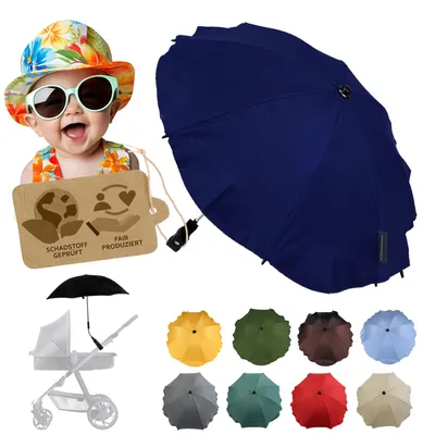 Produktbild von BAMBINIWELT Sonnenschirm für Kinderwagen Ø68cm UV-Schutz50+ Schirm Sonnensegel Sonnenschutz, marine
