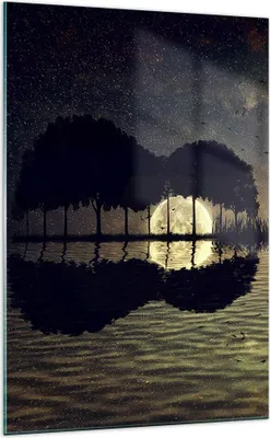 Produktbild von Bilder auf glas - Einteilig - See Nacht Wasser - 70x100cm - Glasbilder - Wandbilder - Bilder - zum Aufhängen bereit - Wanddekoration aus Glas - Glas Bilder - Wandbild auf Glas - GPA70x100-3753
