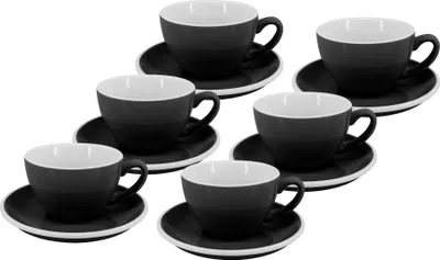 Obrázek produktu pro Set 6 ks - Cappuccino šálek s podšálkem Roma, 180 ml, černý