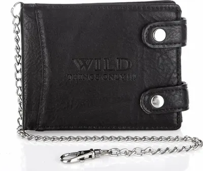 Produktbild von WILD Herren Geldbörse aus kunstleder mit lange Kette Schwarz