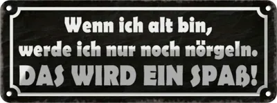 Produktbild von vianmo Blechschild 10x27 cm wenn ich alt bin werde nörgeln Dekoration Spruch Zitat