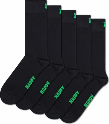 Produktbild von Happy Socks Uni Socken, 5er Pack - Solid Socks, Baumwollmischung, einfarbig Schwarz 36-40