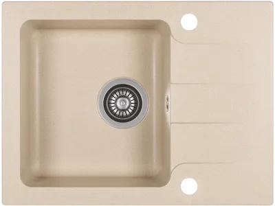 Produktbild von Granitspüle - Spülbecken - Küchenspüle - 58 x 43,5 cm - Beige - Einbauspüle - Kratzfest, Elegant, Platzsparend, mit Siphon, Bari