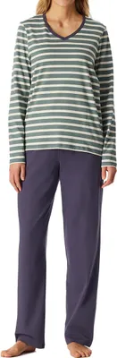 Produktbild von Schiesser Damen Schlafanzug lang mineral Serie Casual Essentials 100 % Baumwolle