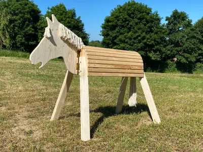 Produktbild von Holzpferd Wolle - Kastanie - 80 cm Sitzhöhe