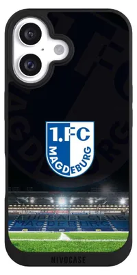 Produktbild von NIVOCASE Handyhülle für Apple iPhone 16 Hülle NIVOpure Case Schwarz Stadion 1. FC Magdeburg 1. FCM