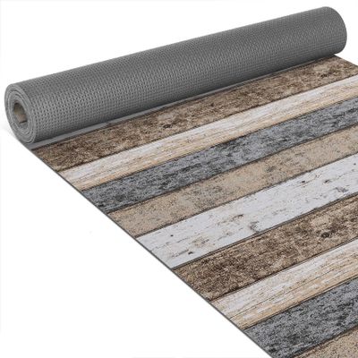 Küchenläufer Flur Läufer Küchenteppich Teppich Textil RANNA Beige Holzdielen Robust Breite 67cm Länge 110cm