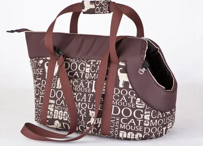 Produktbild von HobbyDog Hundetragetasche Hundetransporttasche Transporttasche Tragetasche - Größe: XL - Braun mit Text