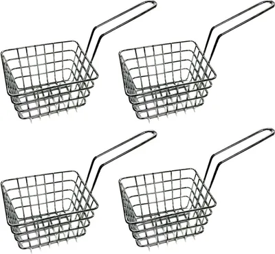 Produktbild von 4 Stück Mini Frittierkörbchen | Servierkorb Pommes Frittierkorb | Pommesschale