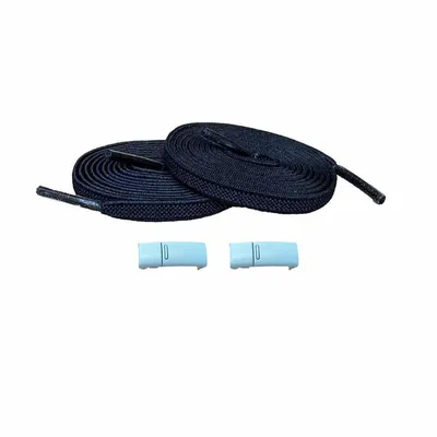 Produktbild von Elastische Schnürsenkel mit Magneten - Schnürsenkel: Schwarz | Magnete: Blau Hell