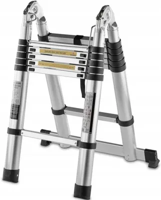 Productafbeelding van Telescoopladder Uitschuifbaar - Multifunctionele Ladder - Klus & Tuin - Scharnierfunctie - 2.6 Meter - Aluminium