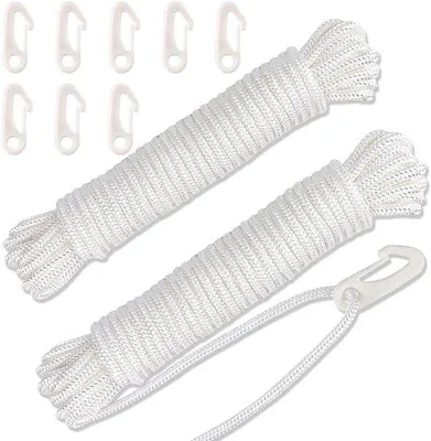 Produktbild von Nylon-Vlaggentouw 24 m - Hohe Nylon-Qualität - Vlaggenleine mit Haken - Robust und Langlebig - Für Vlaggenmasten - Mit Vlaggenhaltern