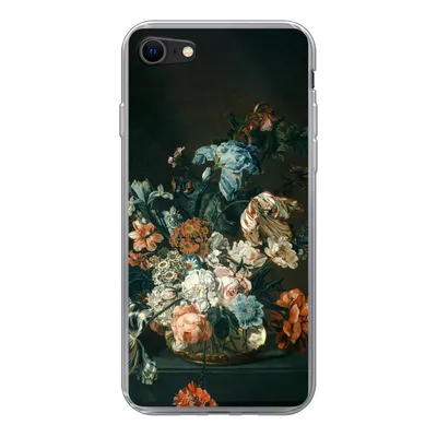 Produktbild von MuchoWow® Handyhülle Schutzhülle Hülle für iPhone SE 2020 Stilleben mit Blumen - Alte Meister - Kunst Silikon Softcase Handy Hülle - Kartenbesitzer
