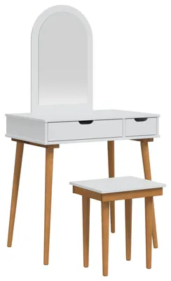 Image de Ensemble de table de maquillage FAUSKE, 3 pièces, blanc, 76 x 50 x 143 cm