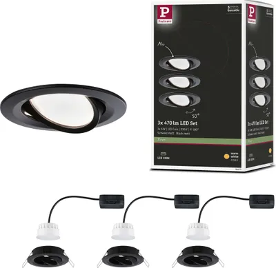 Zdjęcie produktu dla Paulmann Oświetlenie wpuszczane LED Nova zestaw 3 lamp obrotowych
