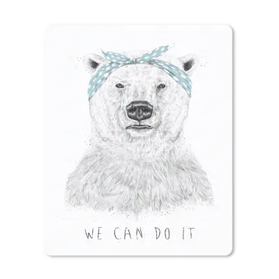 Produktbild von MuchoWow® Mauspad Mousepad Eisbär - Kopftuch - Zitat - Weiß 19x23 cm - Mousepads - Maus Mat - Pad - Mausunterlage - Mauspads - Spielen