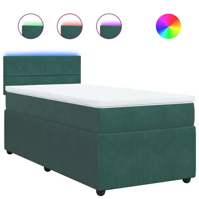 Produktbild von Boxspringbett mit Matratze Dunkelgrün 100x200 cm Samt