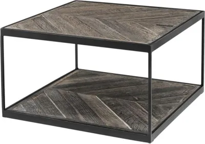 Produktbild von Casa Padrino Designer Beistelltisch aus verzinktem Stahl und verwittertem Eichenholz - Luxus Kollektion