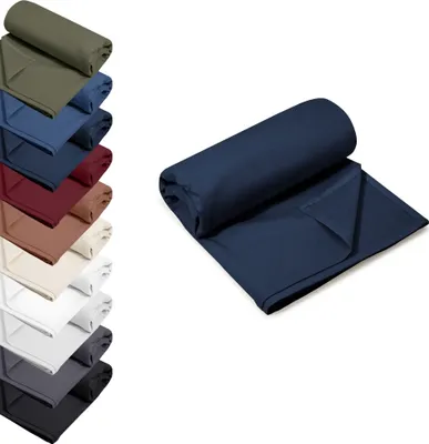 Produktbild von Bettlaken ohne Gummizug 140x200 cm Haustuch 100% RENFORCE Baumwolle Betttuch Tischdecke, Farbe: Dunkelblau