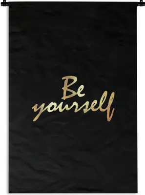 Produktbild von MuchoWow® Wandteppich Wandbehang Zitate - Selbstvertrauen - Gold - Schwarz 60x90 cm Tapisserie Dekoration Wandtuch - Foto-Teppich - Abwaschbar